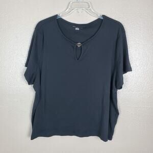 Tommy Hilfiger Black Gold Logo Embellished Scoop Neck Short Sleeve T-Shirt 3X